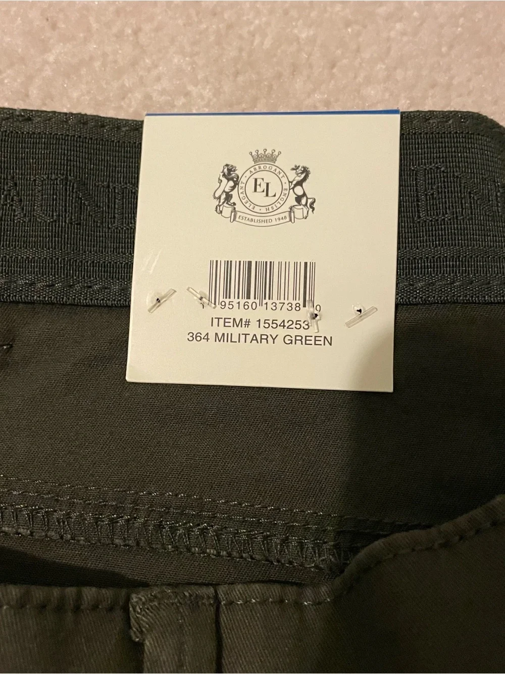 English Laundry military green stretch deck pants 36 30 NWT
